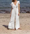 SCARLETT POPPIES MORNING PAUSE BRODERIE ANGLAISE RUFFLE JUMPSUIT IN SIMPLY WHITE