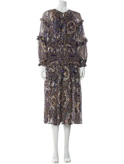 Pre-owned Scarlett Poppies Paisley Print Long Dress In Purple