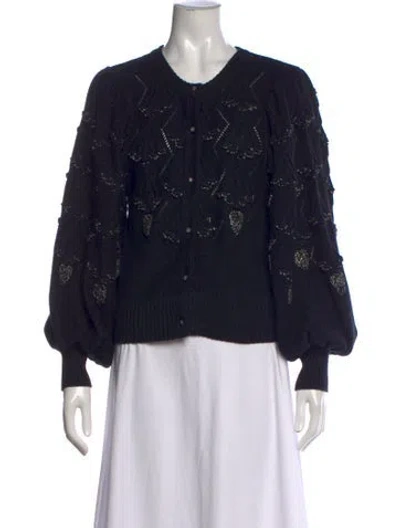 Pre-owned Scarlett Poppies Patterned Crew Neck Sweater In Black
