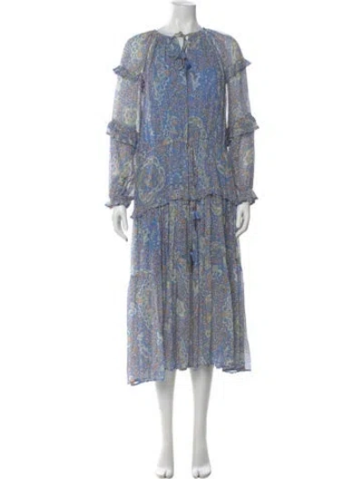Pre-owned Scarlett Poppies Printed Long Dress In Blue