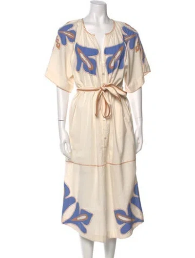 Pre-owned Scarlett Poppies Printed Long Dress In Neutral
