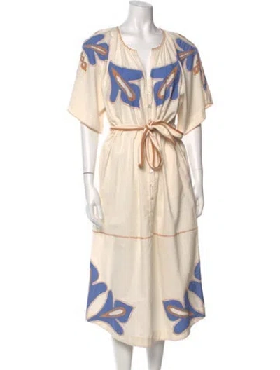 Pre-owned Scarlett Poppies Printed Midi Length Dress In Neutral