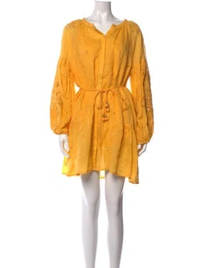 Pre-owned Scarlett Poppies Printed Mini Dress W/ Tags In Yellow