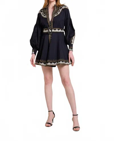 Scarlett Poppies Renaissance Mini Dress In Onyx Black