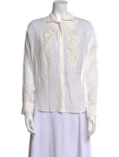 Pre-owned Scarlett Poppies Silk Long Sleeve Button-up Top In White