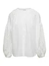 SCARLETT POPPIES WHITE EMBROIDERY ANGLAIS SHIRT IN TECHNO FABRIC WOMAN