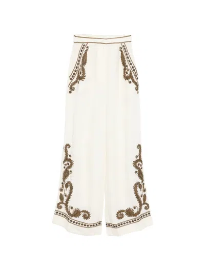 Scarlett Poppies Taylen Beaded-embellished Trousers In White