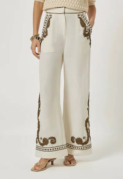 Scarlett Poppies Embroidered Trousers In Neutral