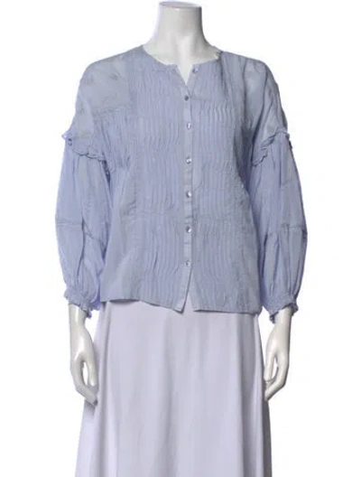 Pre-owned Scarlett Poppies Three-quarter Sleeve Blouse W/ Tags In Blue