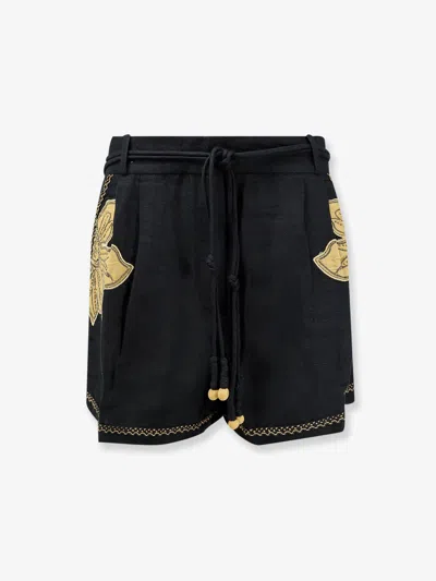 Scarlett Poppies Vareli Linen And Cotton Shorts In Black