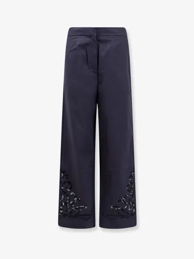 Scarlett Poppies Vemoza Cotton Trousers In Blue