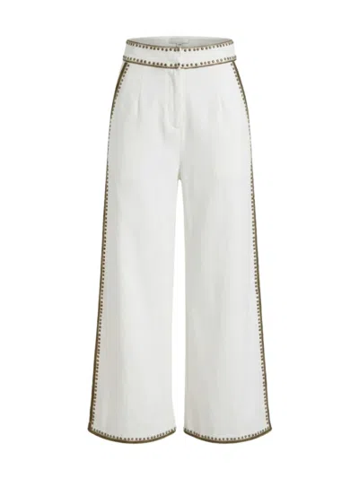 Scarlett Poppies Vera Studded-trim Trousers In White