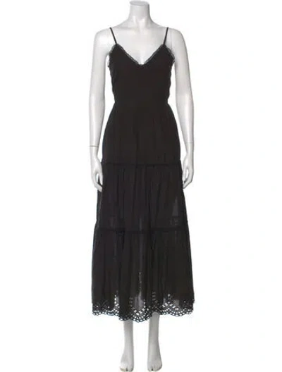 Pre-owned Scarlett Poppies V-neck Long Dress In Black