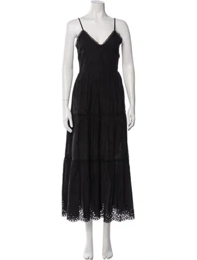 Pre-owned Scarlett Poppies V-neck Long Dress W/ Tags In Black