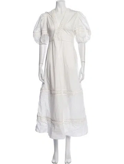 Pre-owned Scarlett Poppies V-neck Long Dress W/ Tags In White