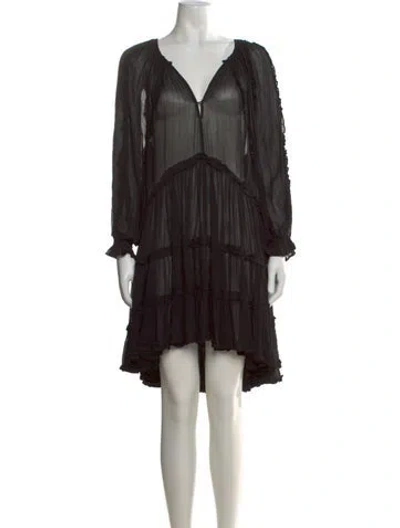 Pre-owned Scarlett Poppies V-neck Mini Dress In Black