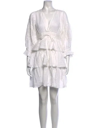 Pre-owned Scarlett Poppies V-neck Mini Dress In White