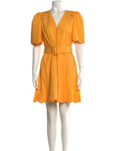 Pre-owned Scarlett Poppies V-neck Mini Dress In Yellow