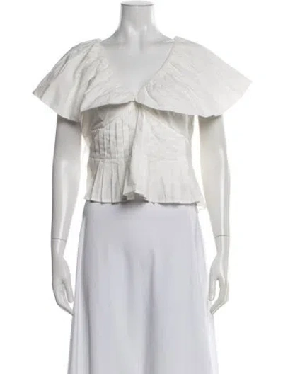 Pre-owned Scarlett Poppies V-neck Short Sleeve Top W/ Tags In White