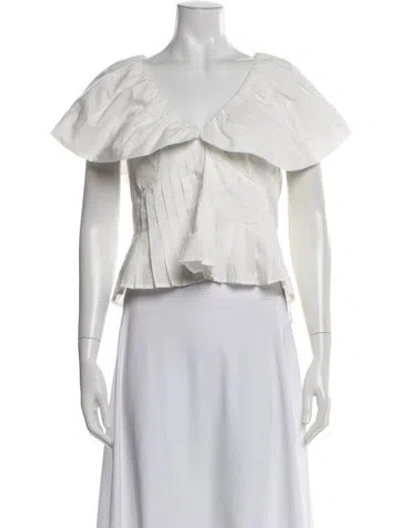 Pre-owned Scarlett Poppies V-neck Short Sleeve Top W/ Tags In White