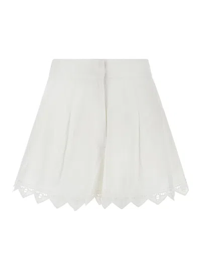 SCARLETT POPPIES WHITE SHORTS WITH TRIMMED EDGES