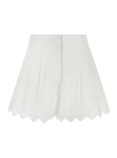 Scarlett Poppies White Shorts With Trimmed Edges In Techno Fabric Woman