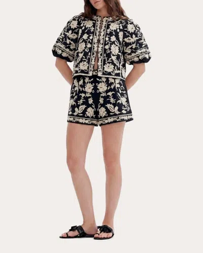 Scarlett Poppies Women's Centura Embroidered Floral Shorts In Black