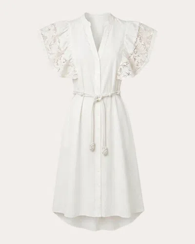 Scarlett Poppies Women's Elenore Poplin Button-front Midi Dress In White