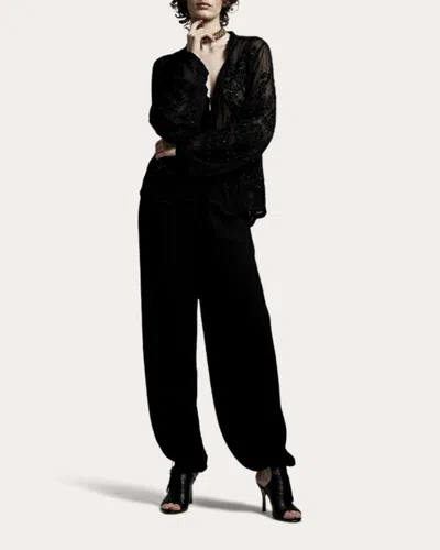 Scarlett Poppies Women's Tibbet Georgette Harem Trousers In Black