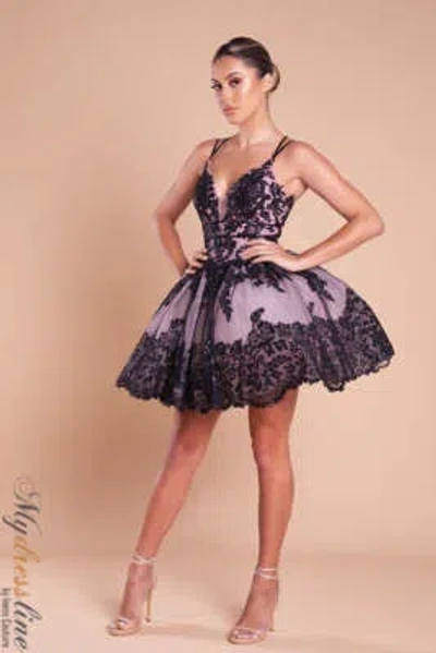 Pre-owned Scarlett Portia &  Ps21007 Evening Dress Lowest Price Guarantee Authentic In Black/blush