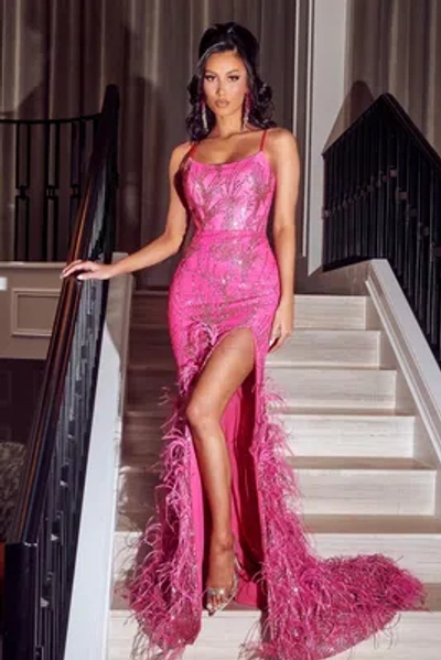 Pre-owned Scarlett Portia &  Ps23288 Evening Dress Lowest Price Guarantee Authentic In Hot Pink