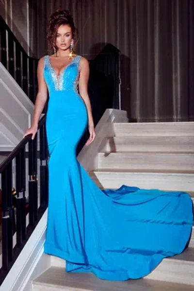 Pre-owned Scarlett Portia &  Ps23291 Evening Dress Lowest Price Guarantee Authentic In Blue