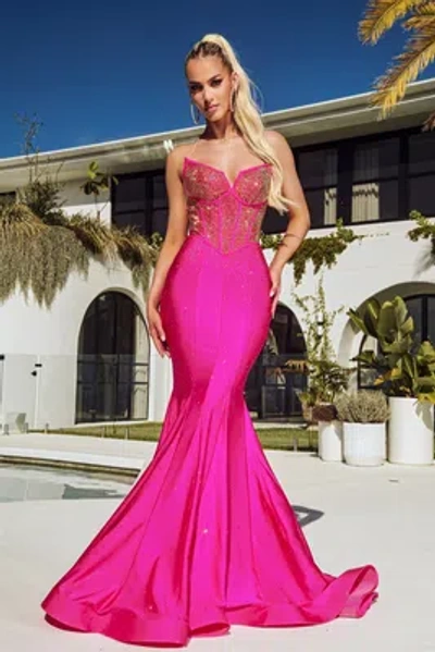 Pre-owned Scarlett Portia &  Ps23360 Evening Dress Lowest Price Guarantee Authentic In Hot Pink