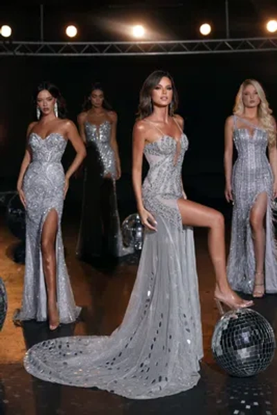 Pre-owned Scarlett Portia &  Ps23926 Evening Dress Lowest Price Guarantee Authentic In Silver