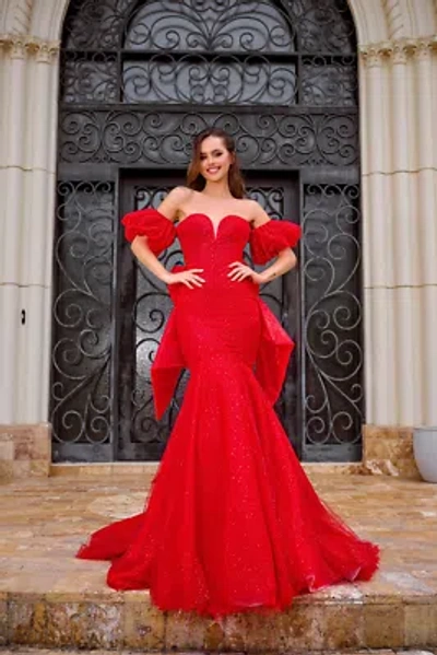 Pre-owned Scarlett Portia &  Ps24065 Evening Dress Lowest Price Guarantee Authentic In Red
