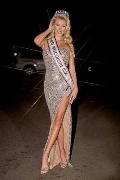 Pre-owned Scarlett Portia &  Ps24855c Evening Dress Lowest Price Guarantee Authentic In Silver