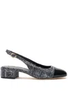 Scarosso 35mm Coco Blue Tweed Pumps In Black