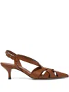 Scarosso 55mm Clio Cross-strap Kitten Heels In Brown