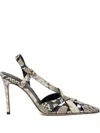 Scarosso 85mm Athena Snakeskin-embossed Slingback Pumps In Grey