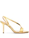 Scarosso Paula Almond-toe Strappy Sandals In Gold