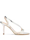 Scarosso Paula Almond-toe Strappy Sandals In Silver