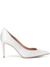 Scarosso Greta Satin Pointed-toe Pumps In White