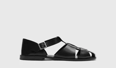 Scarosso Apollo Leather Sandals In Black - Calf
