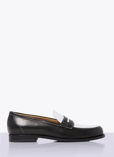 Scarosso Two-tone Leather Loafers In Black