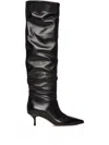 Scarosso Barbara Pointed-toe Ruched Boots In Black