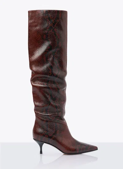 Scarosso Barbara Snake High Boots In Brown