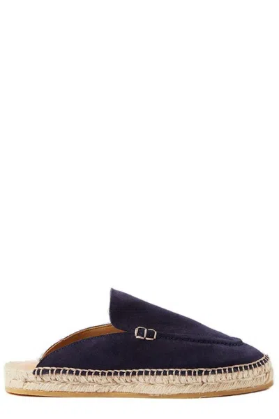 Scarosso Suede Jute-sole Espadrilles In Blue - Suede