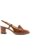 Scarosso Bianca 60mm Embossed-crocodile Pumps In Brown