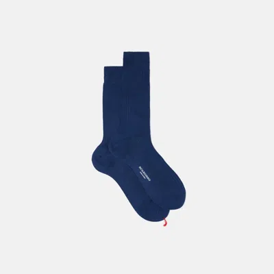 SCAROSSO SCAROSSO BLUE COTTON CALF SOCKS