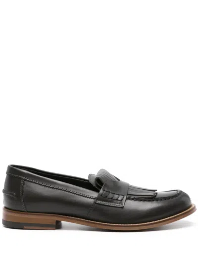 Scarosso Bridget Leather Loafers In Grey